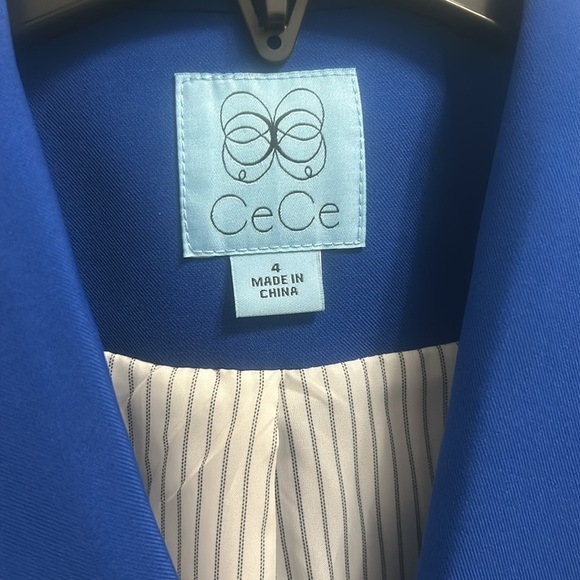 NWT CECE WOMEN’S BLUE LONG SLEEVE DOUBLE BREASTED TWILL BLAZER  JACKET - Picture 6 of 9